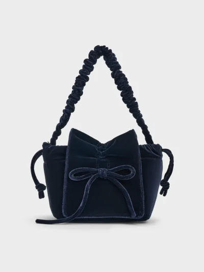 Bow Ruched Top Handle Bag