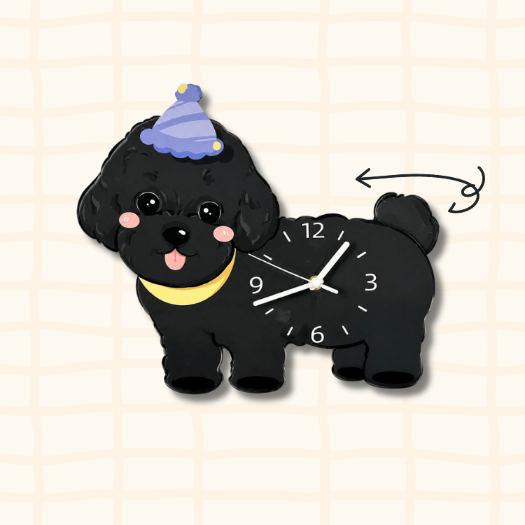 How the black poodle clock tail wags - silent pendulum swing mechanism