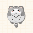 Cute British Shorthair blue cat-shaped wall clock lying down with pink blush cheeks, cartoon acrylic design