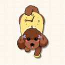 Cute Brown Poodle dog-shaped wall clock with blue bow hair accessory, cartoon acrylic design