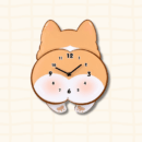 Cute Corgi butt-shaped wall clock with peachy bottom and short legs, cartoon acrylic design