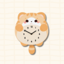 Cute orange tabby cat-shaped wall clock with round face and chubby body, cartoon acrylic design