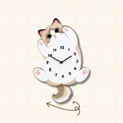How the ragdoll cat clock tail swings like a silent pendulum - mechanism illustration