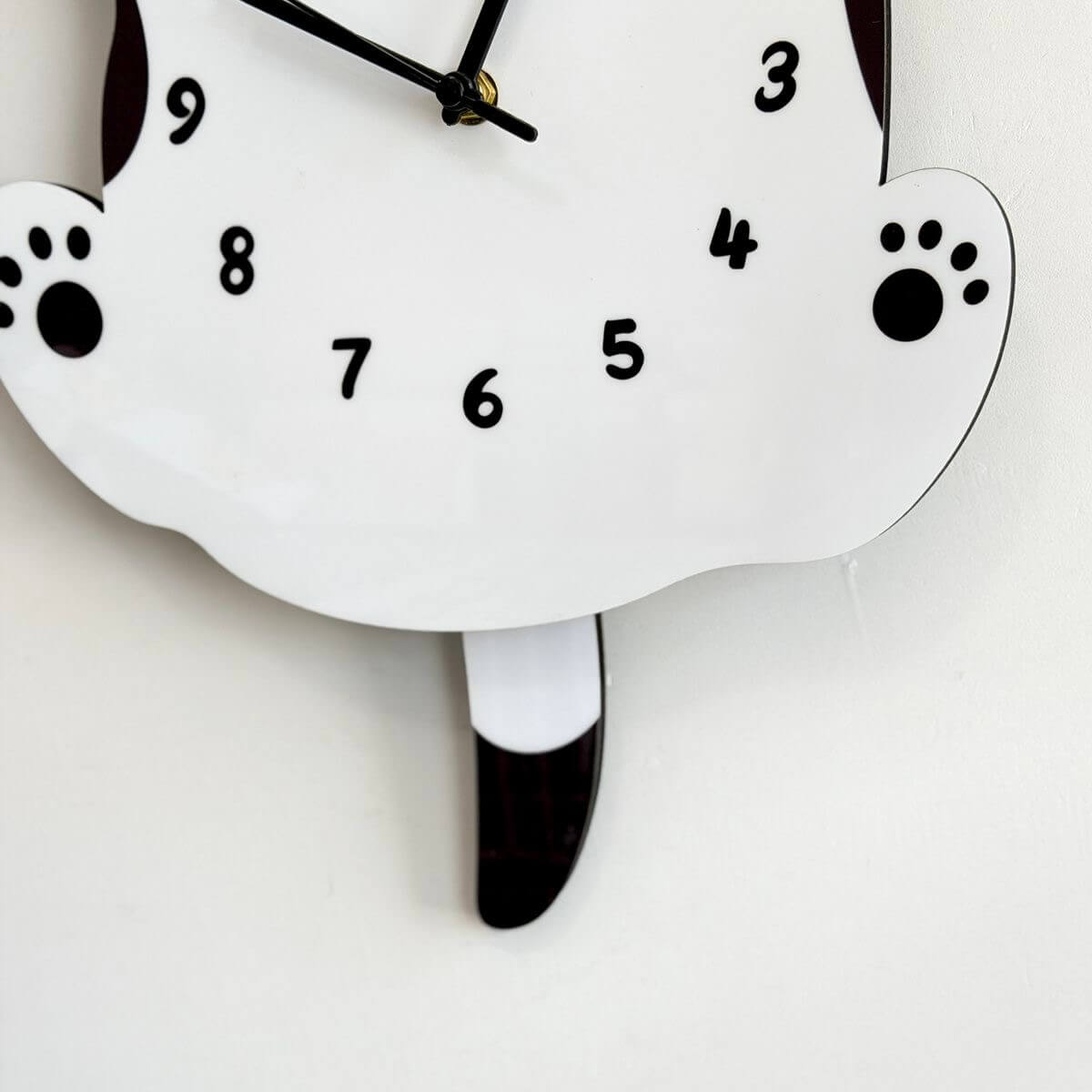 Schnauzer standing wall clock angled view showing cute hands up pose