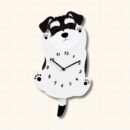 Cute Schnauzer dog-shaped wall clock in standing pose with hands up, cartoon acrylic design
